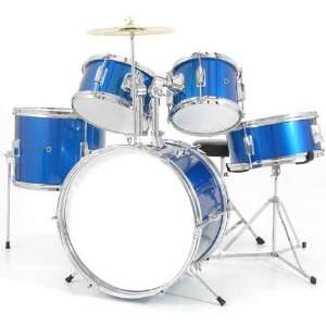  Titan 5 Piece Junior Drum Set Metallic Blue JR5 BL 