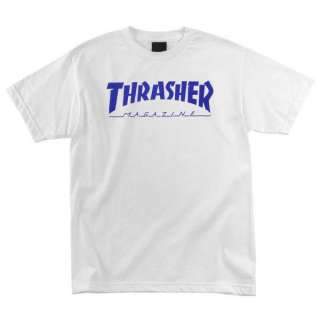 Thrasher MAGAZINE Logo Skateboard Shirt WHT/BLUE LRG  