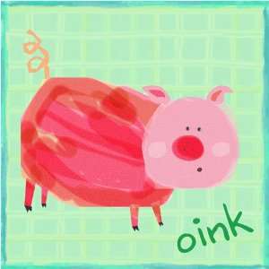  Oopsy Daisy Pig Says Oink 10.5x10.5 Canvas Art Image Wrap 