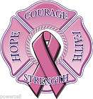 Firefighter Sticker  Pink Ribbon Faith, Hope, Love 4 x 2.5 Decal items 