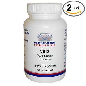 Healthy Aging Nutraceuticals Vit D 2000 D3 With Bromelain 60 Capsules 