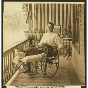  Napoleon Larry Lajoie,injury,leg,wheelchair,porch,c1905 