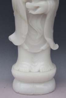 13 Old Chinese White Jade Carved Kwan Yin Ru Yi Statue  