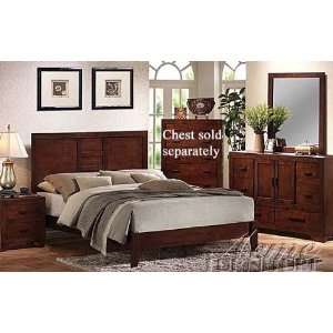  4pc King Size Bedroom Set Contemporary Style in Cherry Oak 