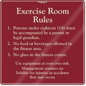  Exercise Room Rules ShowCase Sign, 12 x 12 Office 