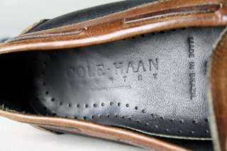 Vintage Cole Haan Country Two Tone Black/Brown Tassel Fringe Loafer 