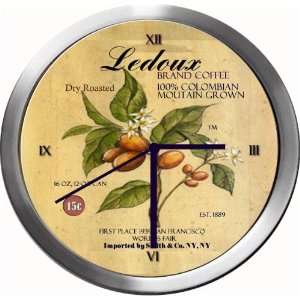  LEDOUX 14 Inch Coffee Metal Clock Quartz Movement Kitchen 