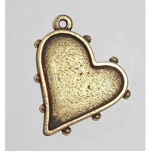 Small Hobnail Heart Bezel, Bronze Plate Arts, Crafts 