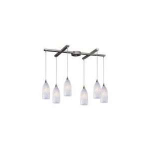  6 Light Pendant In Satin Nickel And Snow White Glass