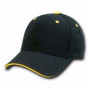  SANDWICH VISOR BASEBALL BLACK/GOLD HAT CAP HATS 