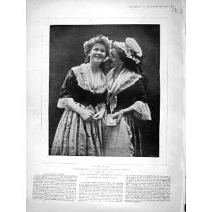  1896 Beautiful Girls After Mass Costumes Old Print