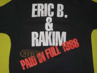 1988 ERIC B. & RAKIM ORIGINAL PAID IN FULL TOUR VINTAGE T SHIRT RAP 