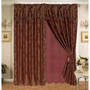   Jacquard Burgundy Royal Jacquard Curtain Set
