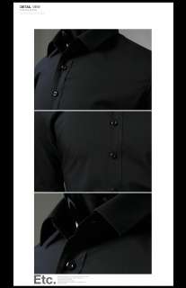 B01 003 Mens Shirts Slim Fit Dress Shirt Basic_Black  