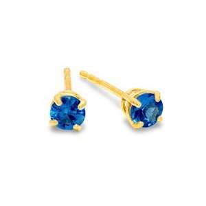  Lab Created Blue Zircon Stud Earrings in 10K Gold 3mm BLUE TOPAZ