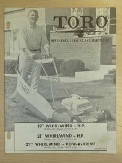1965 TORO MOWER OPERATING PARTS MANUAL MODEL WHIRLWIND H.P. 19 21 
