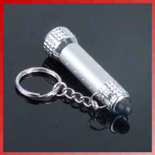 LED Mini Flashlight Torch Key Chain Key Ring White  