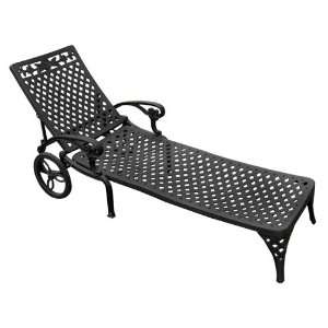   Cast Aluminum Chaise Lounge Chair   Black Patio, Lawn & Garden