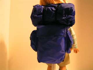 Royal Blue Hiking Backpack with Sleeping Bag fits 18 American Girl 