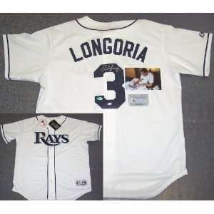  Evan Longoria Hand Signed Rays Authentic White Jersey 