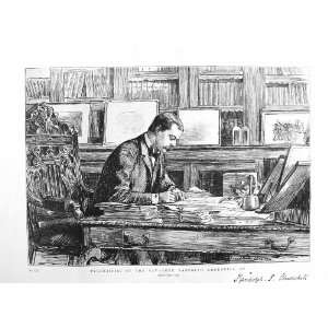    1885 ANTIQUE SEPIA PORTRAIT LORD RANDOLPH CHURCHILL