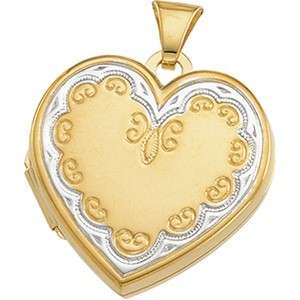 Butterfly 100% 14K Gold Two Tone Heart Shaped Locket  