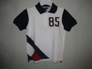 NWT Tommy Hilfiger White & Navy Large H 85 Pique Polo Shirt Boys 3T 