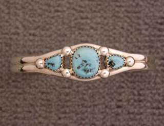 Navajo Grace Yazzie Sterling Silver Turquoise Bracelet Native American 