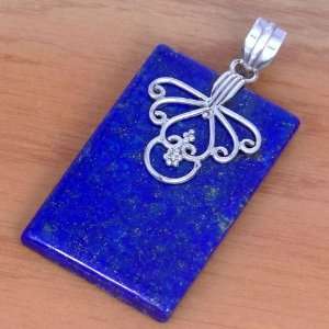  25.00 Grams 925 Sterling Silver Pendant Natural Lapis Lazuli 