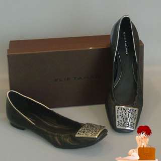 New Authenitc Boxed Elie Tahari Paloma Ballet Flats Shoes Black 36.5 