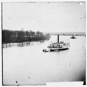  James River,Virginia. Gunboat COMMODORE PERRY,monitor on 