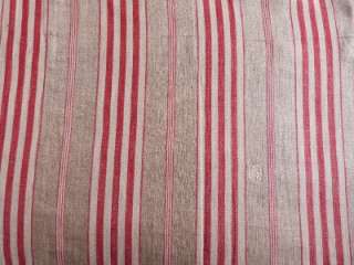   RED STRIPED LINEN TICKING FABRIC / MATTRESS TOILE 4 SEWING  