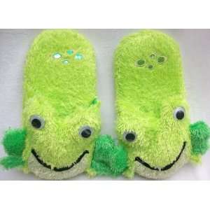  11 Long Green Plush Frog Froggy Slippers Shoes, Great for 