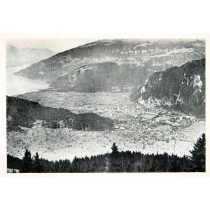  1923 Print Cityscape Interlaken Bern Switzerland Mountain 