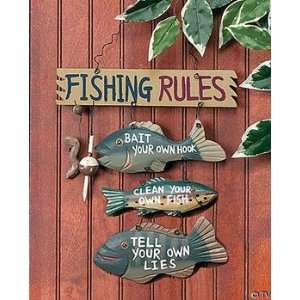    Fathers Day Gifts Wood Fishing Rules Sign