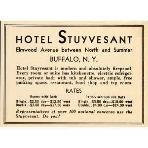  1935 Ad Hotel Stuyvesant Elmwood Ave Buffalo NY Rates 
