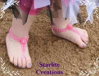 Baby Barefoot Sandals  Pink Weave Christening ~ Naming Day 