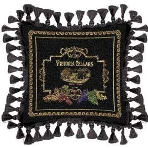  Victoria Cellars Pillow W/Black Tassel Fringe 27x27 