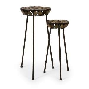  Pebble Topped Tiered Plant Stand   Set of 2 Arts, Crafts 