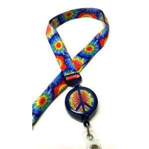  Boojee Beads Peace Sign Tie Dye Lanyard Badge Holder 