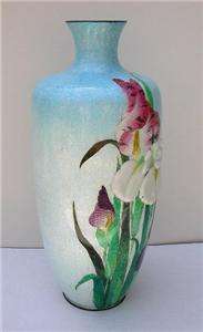   Japanese Ginbari Cloisonne Basse Taille Vase RARE Applied Enamel