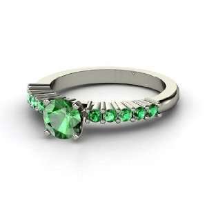  Tiana Ring, Round Emerald 14K White Gold Ring Jewelry