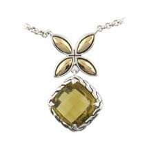595 New JOHN HARDY Silver 18K Gold BATU KAWUNG Olive Quartz Necklace 