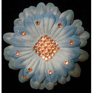  Big Flower with Crystals in Light Blue 