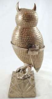 Vintage Mid Century Thorens Silver Plated Brass Swiss Owl Music Box 