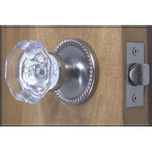High End 24% Lead Crystal Old Town Passage Door Knob Set with Brushed 