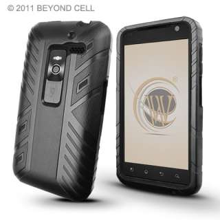 LG Esteem 4G MS910 Black/Black Duo Shield Hybrid Hard Case Silicone 