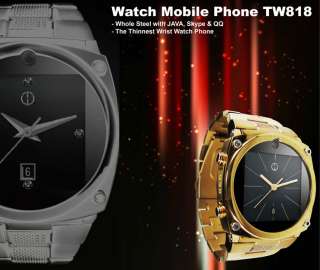     Whole Steel With JAVA, Skype & QQ   The Thinnest Wrist Watch Phone