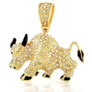 Raging Bull Pendant Clear CZ Iced Out Bling Hip Hop  