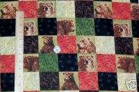 Yukon Bear Patchwork Square Cheater Quilt Fabric BTY  